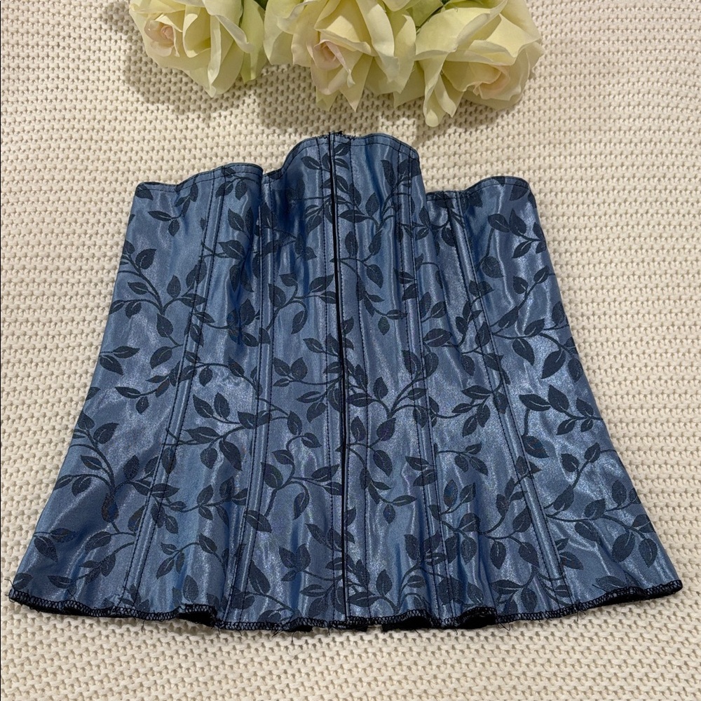 🌹Vintage Empire Intimates Floral Blue Corset Top🌹